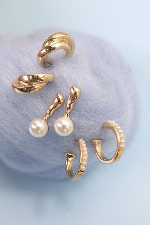 Pearl Huggie Hoop Earrings