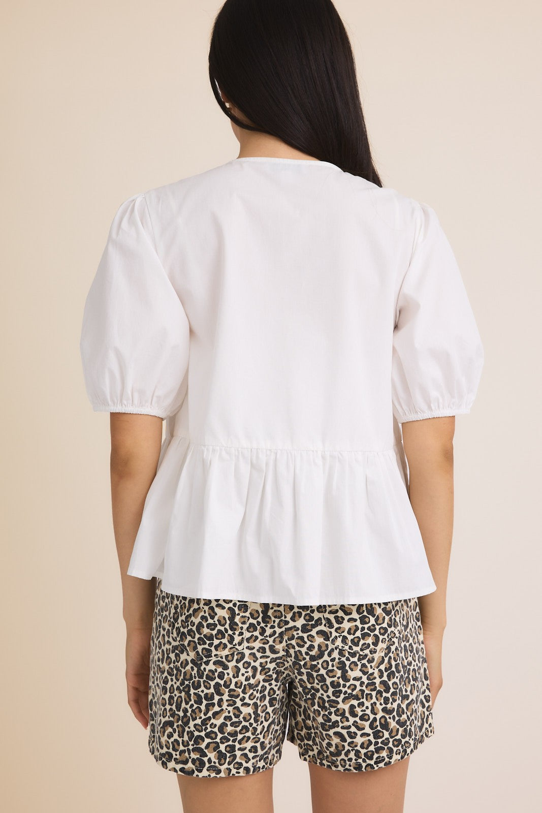 Em Front Tie Puff Sleeve Blouse