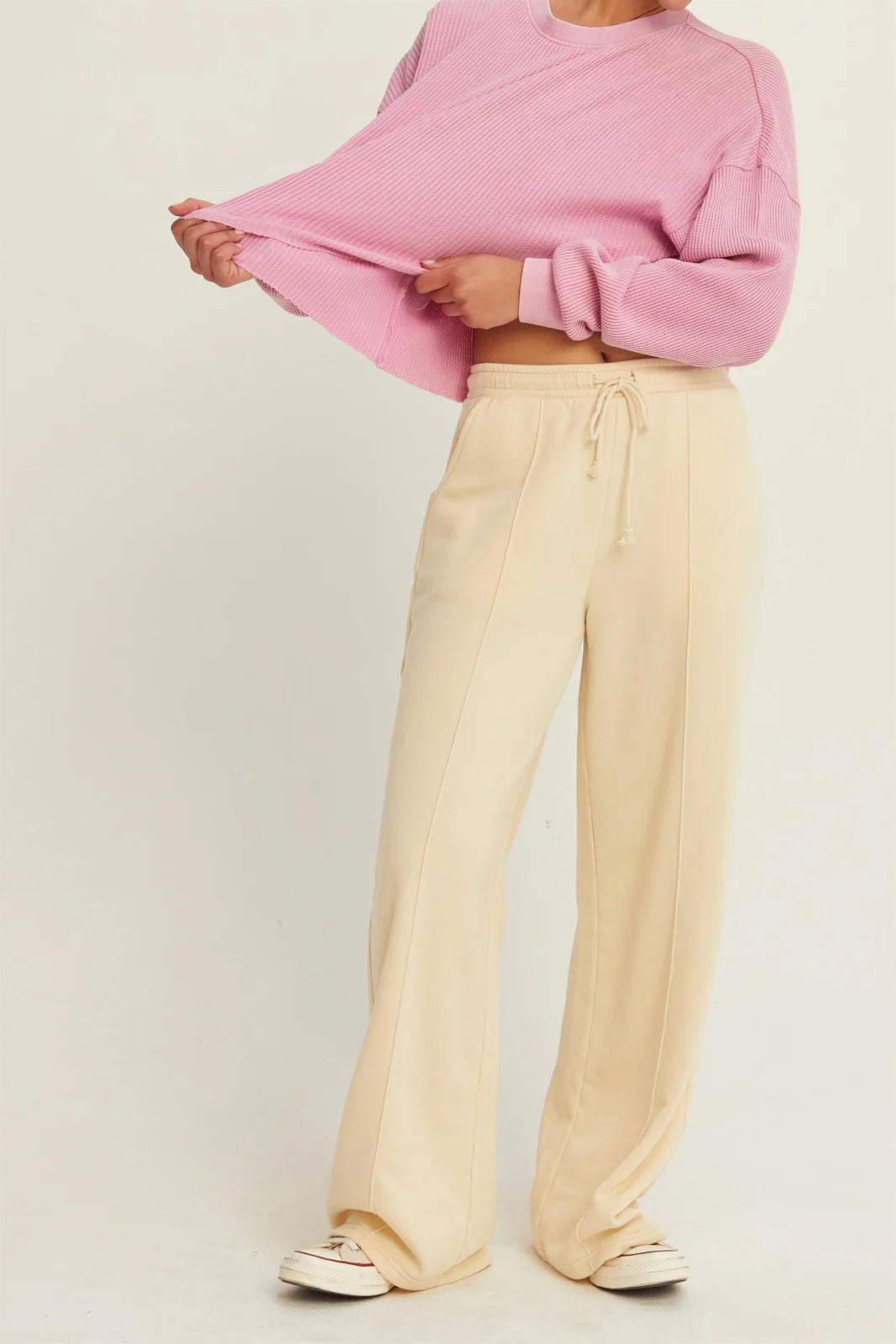 Wide Leg Cream Sweatpants