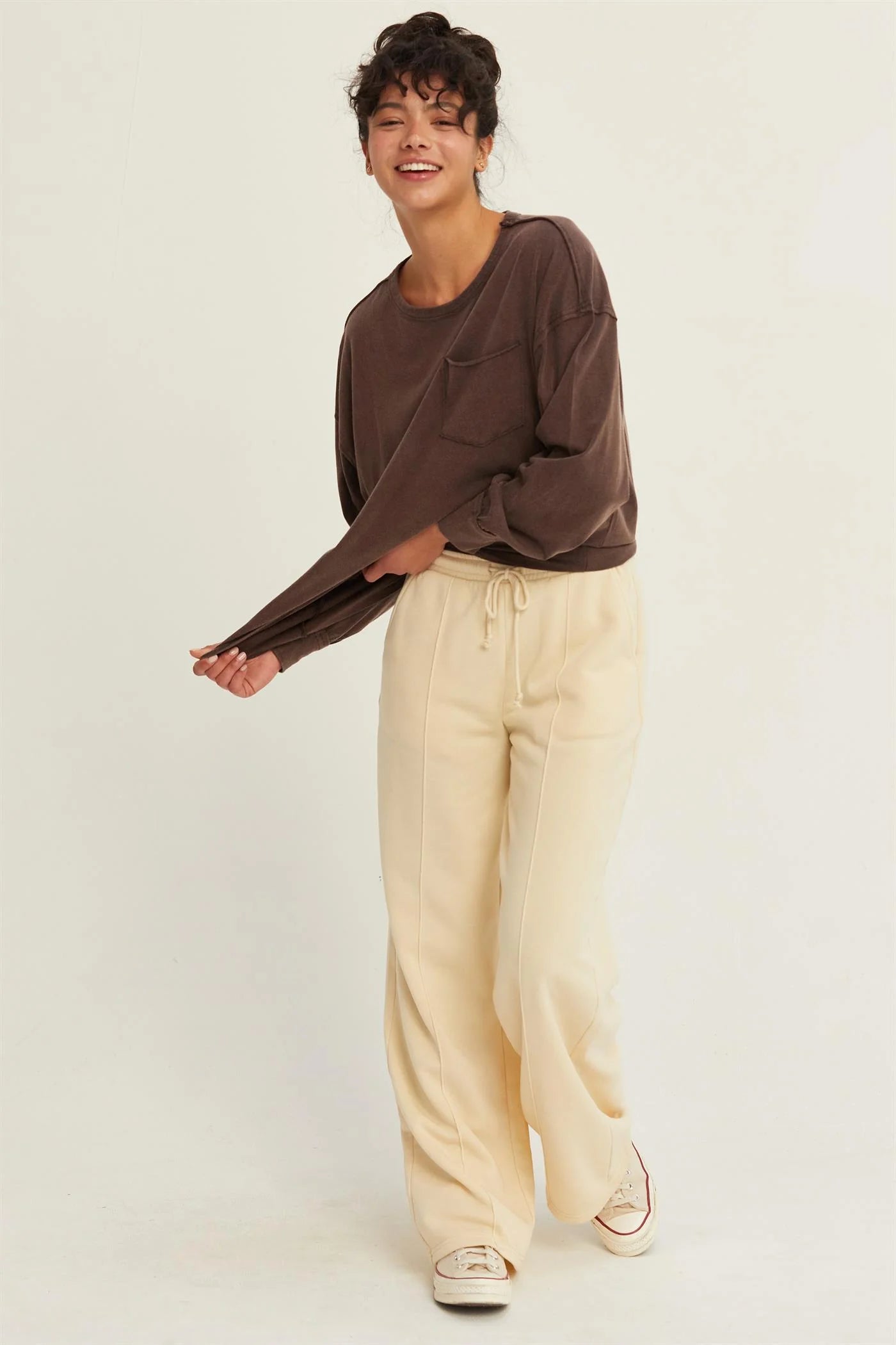 Wide Leg Cream Sweatpants